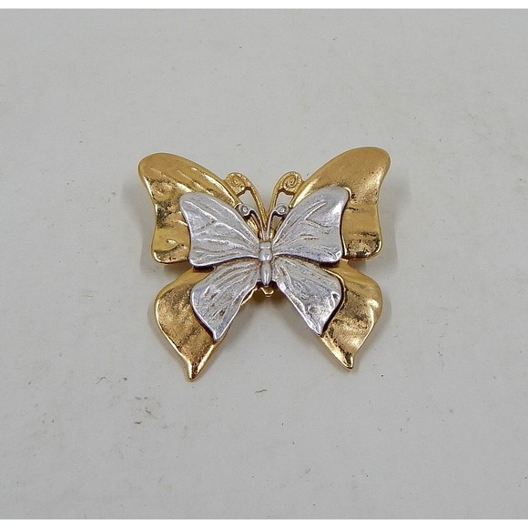 Premier Designs Two Tone Butterfly Brooch Animal Pin Signed Jewelry - Picture 1 of 7